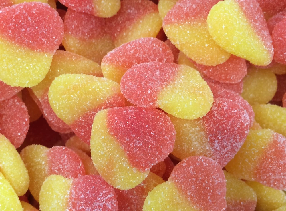 Sweetas954 Sour Peach Hearts - 400G Bag Yellow 3 Sweetas954 Sour Peach Hearts - 400G Bag Yellow