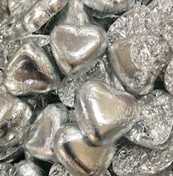 Sweetas954 Milk Chocolate Love Hearts Silver - 1kg Weddings